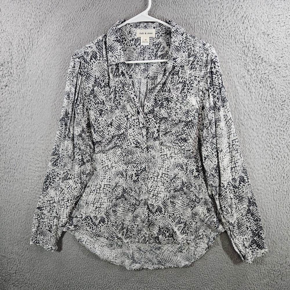 Cloth & Stone Womens Medium Snakeskin Print Rayon Button Down Shirt